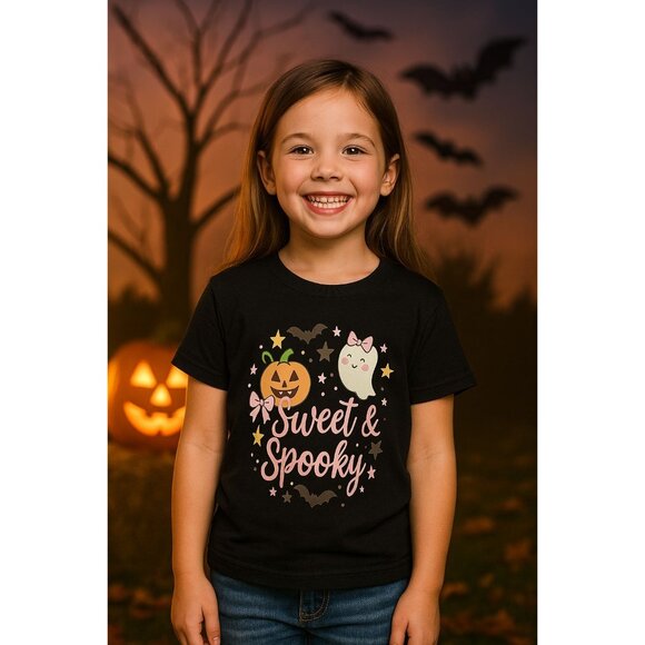Sweet & Spooky Kids Size Small Halloween Pumpkin & Ghost Adorable Trick or Treat - Picture 2 of 6